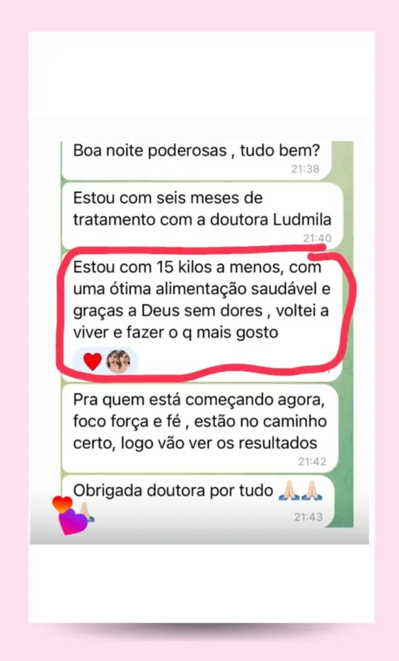 Relato de paciente após meses de tratamento