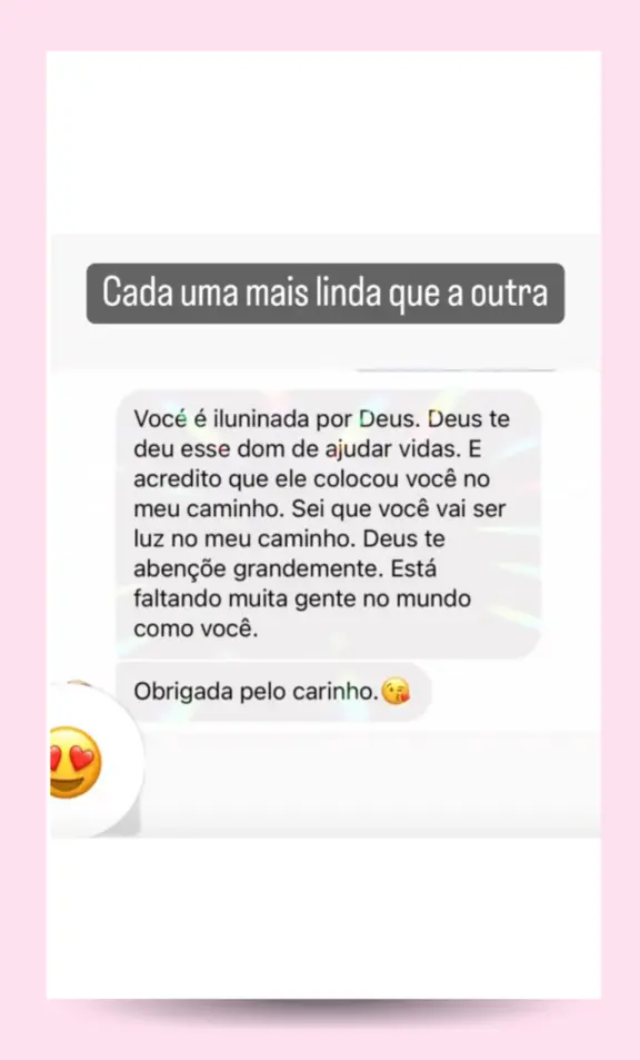 Mensagem de agradecimento de paciente